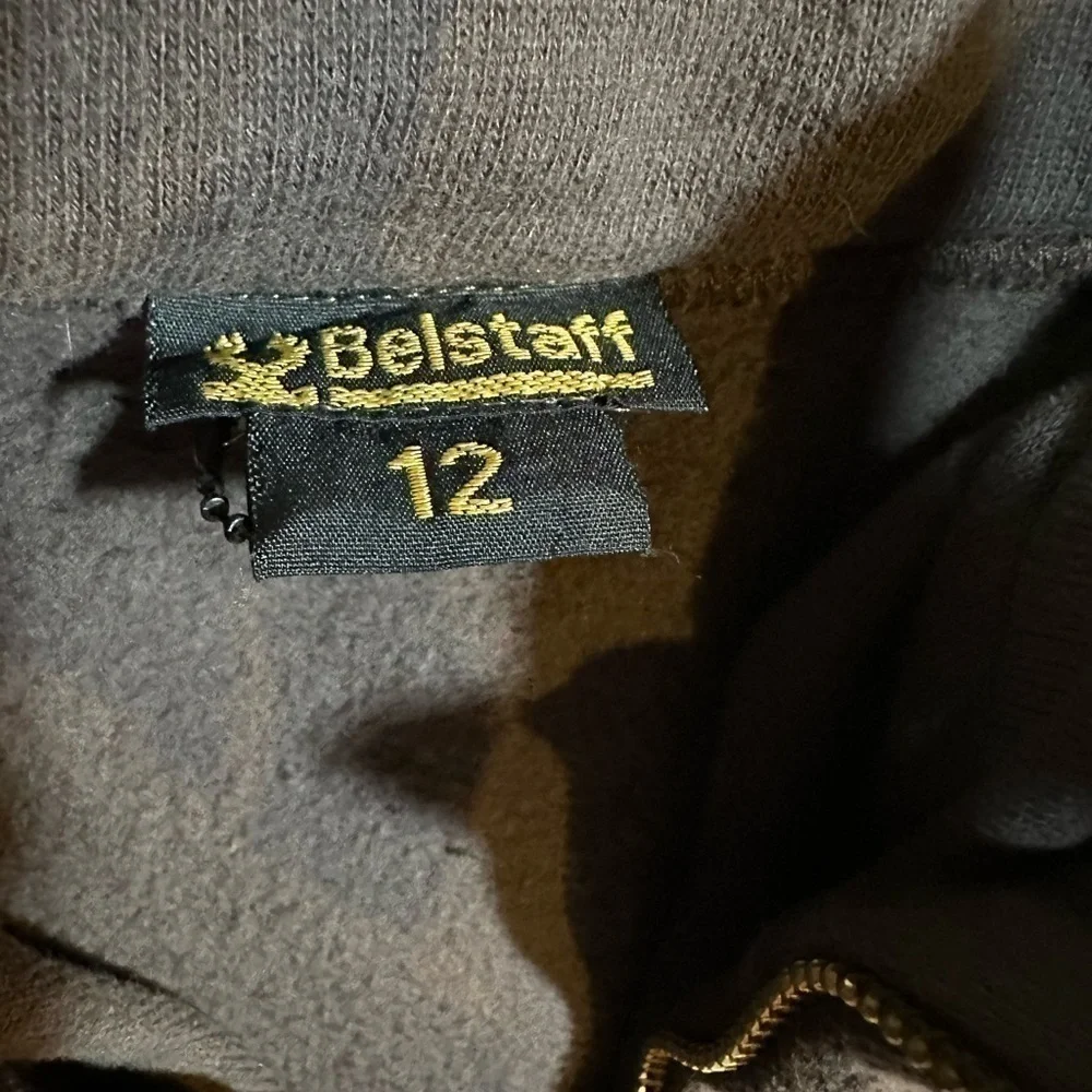 BELSTAFF Girl’s Brown Gold Logo Quarter Zip Pullover Sweatshirt Size 12
